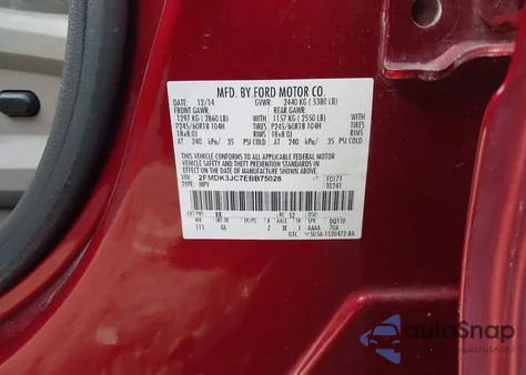 2014 Ford Edge Sel from USA, damaged, VIN 2FMDK3JC7EBB75028